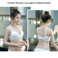Bras for Girls Sexy Wire Free White Bra For Women Bralette Push Up Brassiere Female Underwear Lingerie Comfort Wireless Lace Lightly Padded Bralette. 