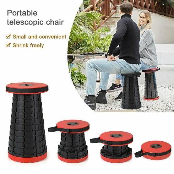Telescopic Stool - Telescopic Stool Retractable-Stool-Round Folding Stools- Retractable Foldable Stool Light weighted- Foldable Chair For Camping Traveling Trekking -Stool for bedroom & Kitchen