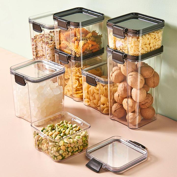 Airtight Food Storage Container Transparent Kitchen Plastic Food Storage Box Food Pantry Organization