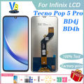 LCD For Tecno Pop 5 Pro LCD Display Touch Screen Digitizer Assembly BD4j BD4h Replacement No Dead Pixel. 
