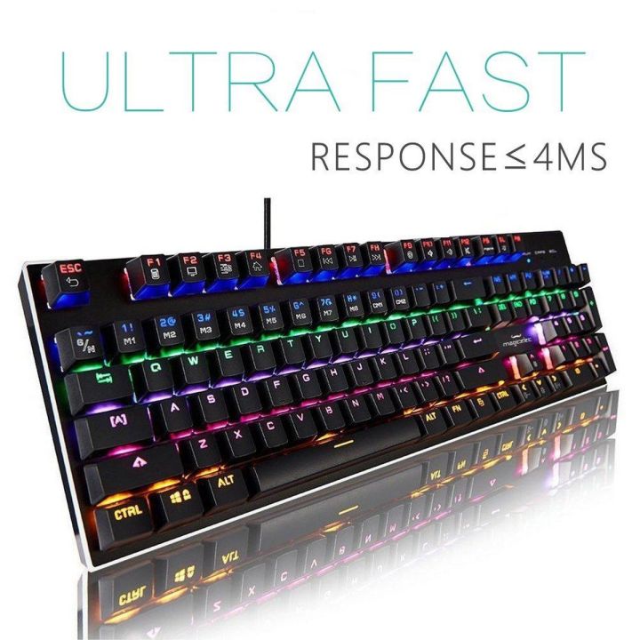 Mechanical Keyboard-Backlit Wired Gaming Keyboard-104 Keys with Preset and Customizable Lighting Effects for PC  Gamers-Pro Gamers