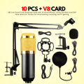 ORIGINAL BM800 Condenser Microphone KIT with & without V8 SoundCard for Studio Recording ~ Home Studio Setup for PodCasting, Live Streaming, Gaming, Singing, ASMR with Mic Suspension Scissor Arm, XLR Cable, Shock Mount and Pop Filter ~ By FunBug. 