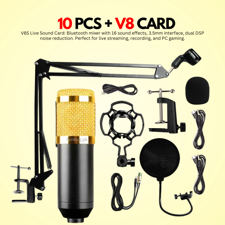 High-Quality%20%20BM800%20Condenser%20Microphone%20KIT%20with%20V8%20SoundCard%20for%20Studio%20Recording%20~%20Home%20Studio%20Setup%20for%20PodCasting,%20Live%20Streaming,%20Gaming,%20Singing,%20ASMR%20with%20Mic%20Suspension%20Adjustable%20Scissor%20Arm,%20XLR%20Cable,%20Shock%20Mount%20&%20Pop%20Filter%20~%20FunBug%20-%20Image%205