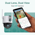 Botslab W315 Wi-Fi Outdoor Smart Home Camera 4MP + 4MP Ultra HD Dual Lens Color Night Vision Support Wi-Fi. 