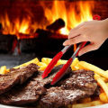 Stainless Steel Silicone Food Tong BBQ Salad Bread Kitchen Cooking Food Clip. 