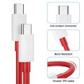 Compatible with OnePlus Fast Charging Cable 6.5A Warp Charge USB C to USB C Cable, 1 mtr Super Fast Charging Cable Red. 