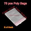 Bundle of 75 Pcs 5"x 6" resealable -Cellophane Bags-Transparent Self Adhesive Sealing-OPP BOPP Plastic Food Grade Treat Cello Bags Great for Clothe,  Jewelry items, Gift Wrapping.. 