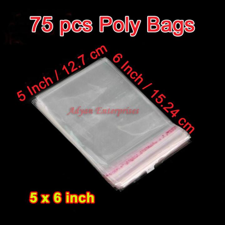 Bundle of 75 Pcs 5"x 6" resealable -Cellophane Bags-Transparent Self Adhesive Sealing-OPP BOPP Plastic Food Grade Treat Cello Bags Great for Clothe,  Jewelry items, Gift Wrapping.
