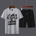 Trendy TrainHard_Printed Tracksuit Cotton Fabric T-Shirt & Shorts for Men Summer Elegant Suits Track_Suit Printed tshirts+short Casual wear. 