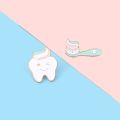 Creative Simple Toothbrush Toothpaste Tooth Combination Metal Paint Brooch Cartoon Cute Love Oral Series Badge Pin Jewelry. 