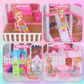 Cottage Girl DIY Assembled Game 201 Pieces 3-Storey 8 Rooms Huge Big Doll House Villa Children's Family DIY Accessories Assembly Dream Castle Toy Girl Gift - Sieze Approx. 20 Inchs. 