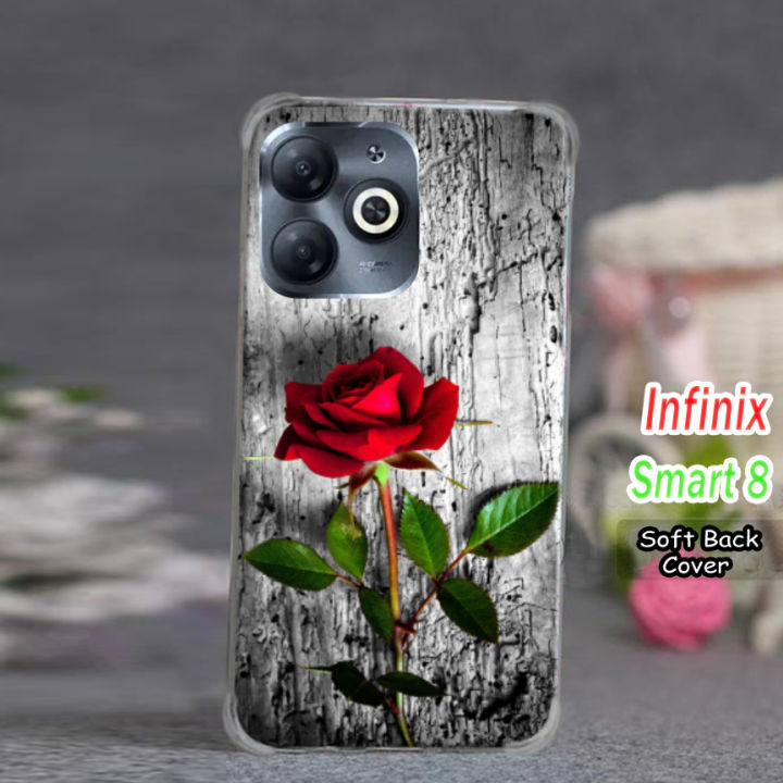 Infinix Smart 8 Pouch Cover  - Rose Soft Back Cover Case For Infinix Smart 8