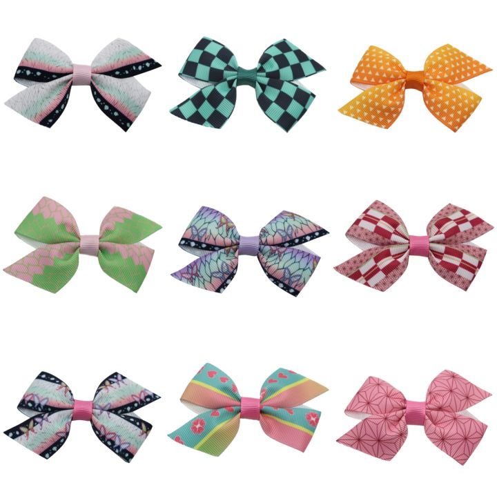 Anime Demon Slayer Tanjirou Nezuko Headwear Cosplay Cute Hair Small Bow Duckbill Clip Hair Accessories