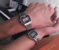 High Quality Vintage Silver Classic Digital  Cassio Wrist Watch For Couple. 