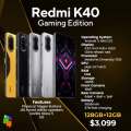 Imported Redmi K40 Gaming Phone - (12GB + 7Gb) Ram - 256GB Rom -120 Hz Refresh Rate - Amoled Full HD Screen - Dual Sim Approved  - 5G Mobile Phone - 64mp Camera Mobile - 5065 mah battery. 