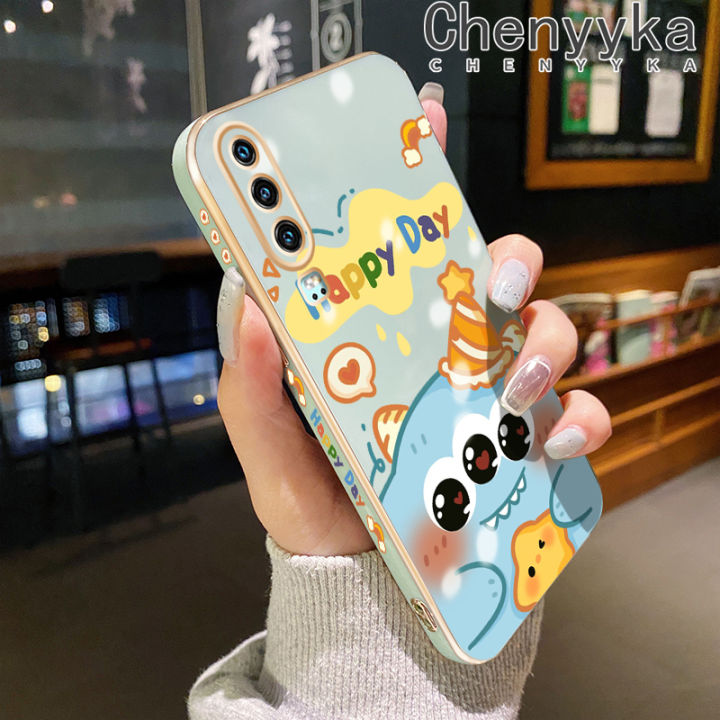 Chenyyka Case For Huawei P30 P30 Pro P30 Lite Case Cartoon Cute Monsters Pattern Luxury Plating Phone Case Square Edge Pattern Silicone Shockproof Cases Full Lens Cover Camera Protection Softcase