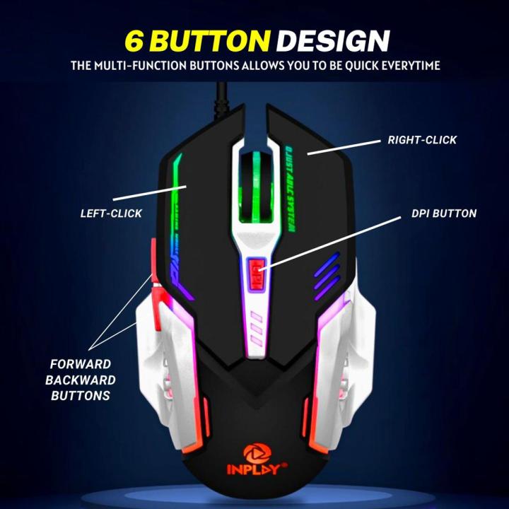 gaming mouse with 6 Programmable Buttons - 7 light rgb gaming mouse usb wired with side buttons