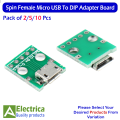 5/10 pcs Micro USB To 5 Pin Dip Connector Socket Type-B Female 5 Pin To Dip 2.54 mm Pin With Soldering Adapter Board connector by Electrica. 