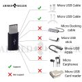 USB C Male to Micro USB Female Adapter 5V OTG Charger Converter Plug. 
