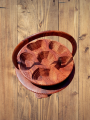 Wooden Coffee Table Round Spring Basket Carving Art Hand Crafted Furniture & Decor. 