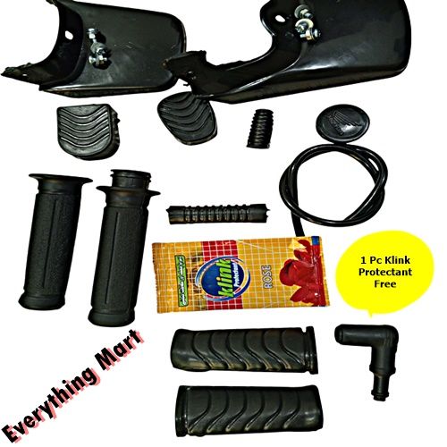 Rubber Parts for cd70 Bike & china bike & 70cc Models motorcycle with 1 free Klink Protectant | Includes Rubber of Kick, Gear Lever Front & Rear, Brake, Chain cover, Footbar set, Front & back Dumchi with nut bolts, Plug cap, Petrol pipe, Grip set