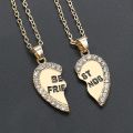 BFF Necklace Women Crystal Heart Pendant Best Friend Letter Necklace Fashion Cou. 