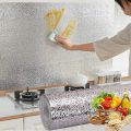 40 X 200 CM Aluminum self adhesive foil sheet for kitchen stain proof oil proof protector for kitchen walls and shelves heat resistant stove stickers oil proof and waterproof easy to clean kitchen back splash wallpaper - Silver. 