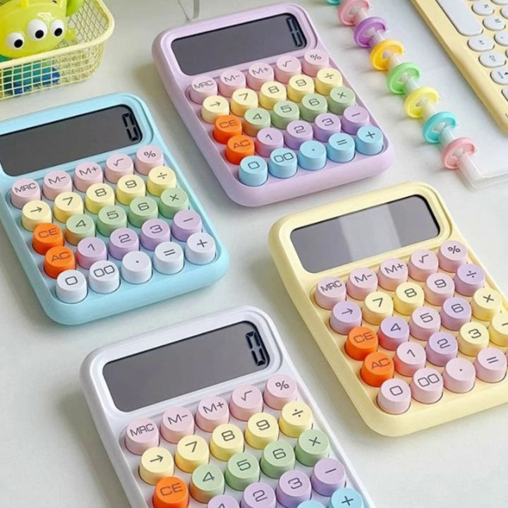 Korean Kawaii Calculator Cartoon Candy Colour Silent Mechanical Keyboard Desktop Financial and Accounting Learning Calculator