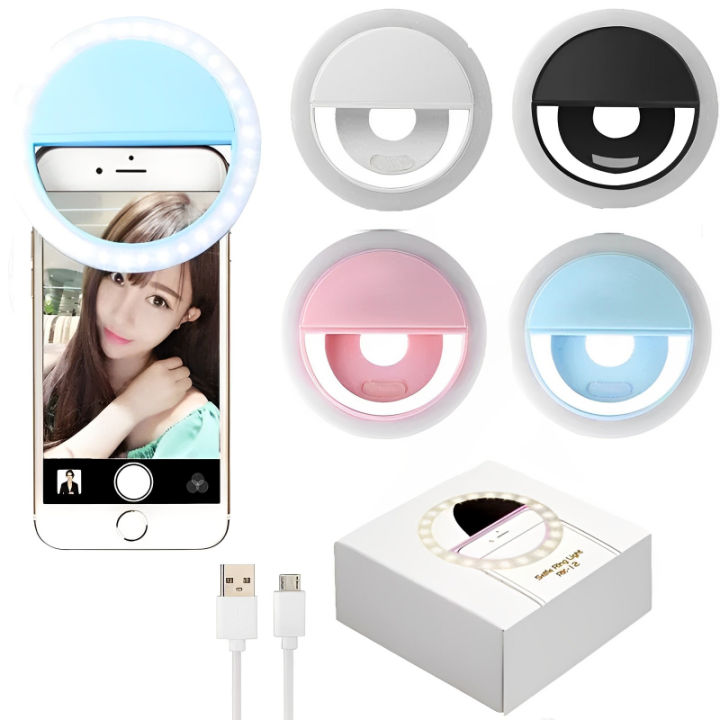 Pack Of 2 Mini Portable USB Rechargeable Selfie Ring Light With 3 Brightness Levels