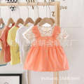 Sweet and Cotton Princess 2024 Summer New Western Fashion Cute Baby Short sleeved Girl's Dress. 
