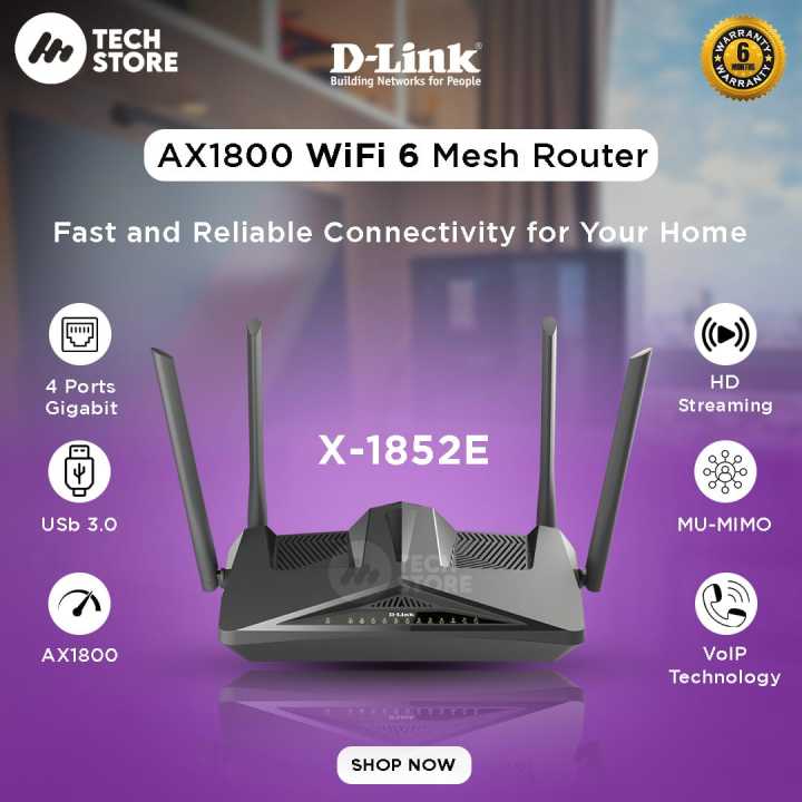 D Link X1852E AX1800 Mesh Wi-Fi 6 ADSL2+/VDSL2 Modem Router (Branded Used)