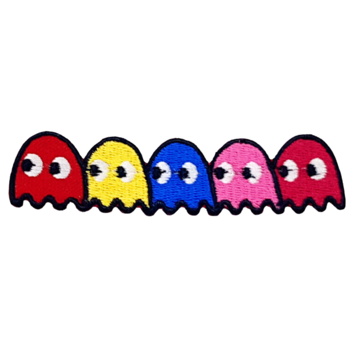 Pacman Ghosts Blinky Pinky Inky Clyde Embroidered Iron On Patch Sew on Badge For Bags T Shirts Applique