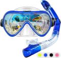 Snorkel Mask 2 in 1 Diving Mask and Swmming Goggles | Anti-Fog Anti-Leak Semi Dry Scuba Mask for Adult and Kids Swimming Mask (Random Color) - Swim Set Snorkel Swimming Diving Face Mask / Swimming / Diving Mask & Snorkel Set. 