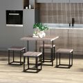 5 Piece Dining Table Set, Dining Set for 4 with Square Stools, Small Kitchen Table Set with Metal Frame, Compact Design for Small Space, Home Kitchen. 