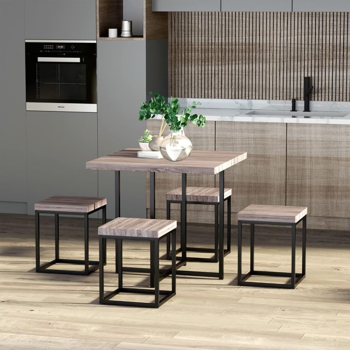 5%20Piece%20Dining%20Table%20Set,%20Dining%20Set%20for%204%20with%20Square%20Stools,%20Small%20Kitchen%20Table%20Set%20with%20Metal%20Frame,%20Compact%20Design%20for%20Small%20Space,%20Home%20Kitchen%20-%20Image%203