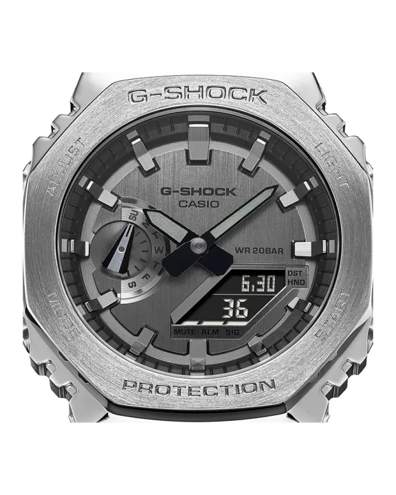 Casio%20G%20Shock%20Metal%20Covered%20Silver/Black%20Round%20Analog+Digital%20World%20Time%20Multi-Function%20Black%20Resin%20Band%20Watch-GM-2100-1ADR%20-%20Image%203