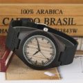 REDFIRE Minimalist Black Analog Display Round Wood Dial Wristwatch Men Genuine Leather Casual Wristwatch Natural Wood Watch. 