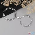 Adjustable Magnetic Broken Heart Love Bracelet for Men and Women, Fashion Charm Jewelry Stainless Steel Cuba Chain Bracelet Lover Gift, 2Pcs/Set Lovers Magnet Couple Bracelets. 