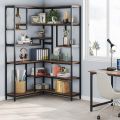 Vintage-Inspired 6-Shelf Corner Bookshelf | Large Modern Corner Bookcase | Living Room Furniture. 