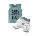 Baby Boys Summer Outfit Sets Sleeveless Letter Print Tank Tops + Animal Print Shorts. 