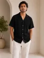 Men;s Long Sleeves Sky Blue Shirt With Under White T-Shirt. 