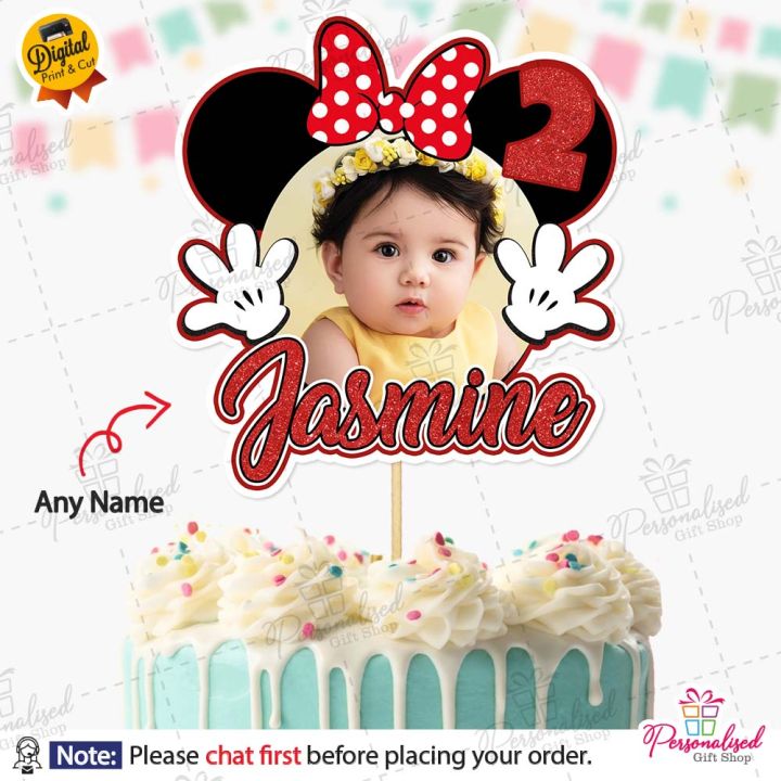 Mickey%20Mouse%20Theme%20PERSONALISED%20Photo%20Digital%20Minnie%20mouse%20Cake%20Topper%20for%20Boy%20or%20Girl%20Birthday%20Party%20Celebration,%20Cake%20Decoration%20&%20Perfect%20Birthday%20gift%20-%20Image%202