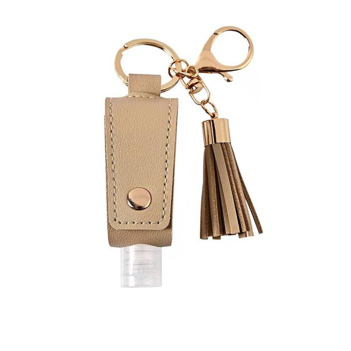 30ML Leather Hand Sanitizer Keychain Holder Travel Bottle Hand Sanitiser Case Refillable Container Flip with Tassel