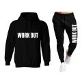 Work Out Printed Winter 2 Piece Set Fleece Stuff Hoodies & Trouser Casual Pullover Top Quality For Men. 