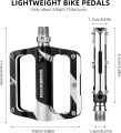 Rock BROS Mountain Bike Pedals Flat Bicycle MTB Pedals 9/16 Lightweight Road Bike Pedals Carbon Fiber Sealed Bearing Alloy Flat Pedals 1 Pair. 