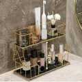 Creative Bathroom Vanity Tray makeup Storage Rack Organizer Metal Skin Care. 