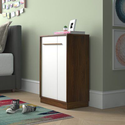 Toheed Wood Toheed Wood Wooden Shoe Rack Cabinet Mid-Century Modern Two-Tone Shoe ...