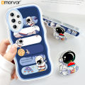 AMORVOR for Samsung Galaxy A23 Back Cover (With Free Holder) Astronaut Soft Wavy Phone Case Camera Protection Transparent TPU Soft Cover. 
