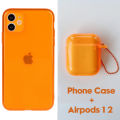 Matching Phone Case And Airpods 2 Set For iPhone 11 Pro Max XS 12 SE 2020 X XR 7 8 Plus Fluorescent Clear Transparent Soft Cover. 