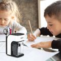 Heavy Duty Helical Blade Automatic Electric Pencil Sharpener With Auto-Stop Safety Feature And Large Shaving Holder. 